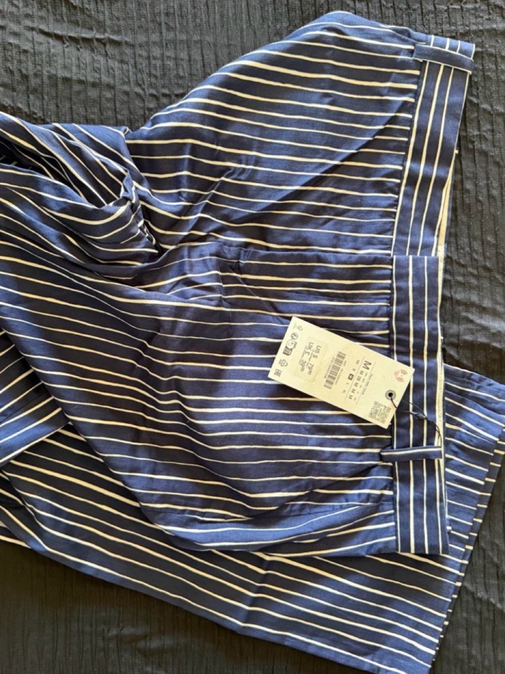 Zara High-Rise Navy and White Striped Women's Jeans